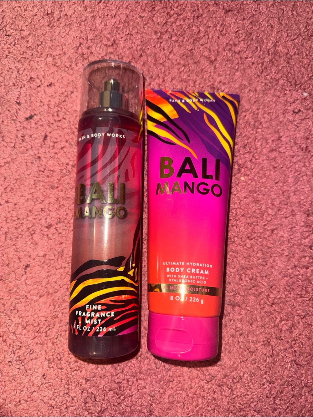 Bath & Body Works Bali Mango Fragrance Mist & Body Cream - Pink, Purple, Yellow